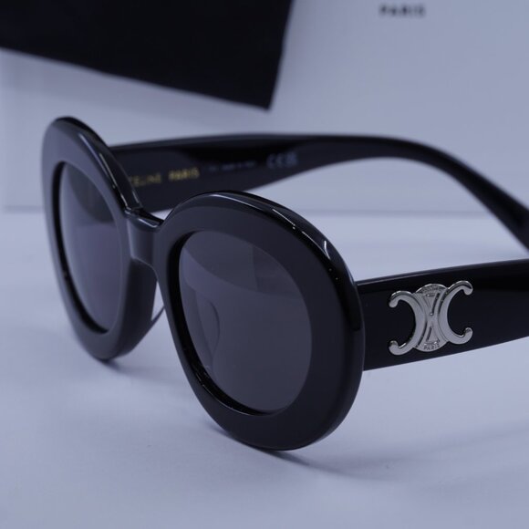 Celine CL40312U TRIOMPHE 01A Oval Sunglasses - Black/Grey - Picture 2 of 10